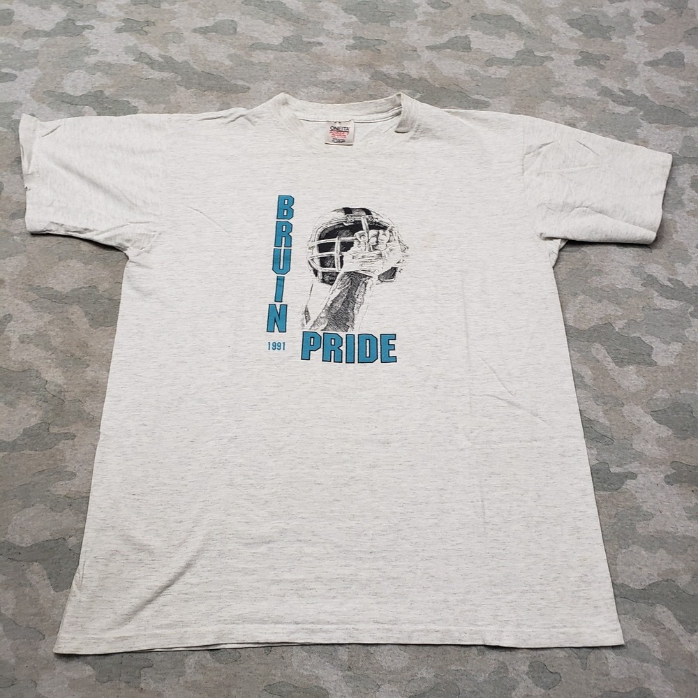 Vintage Bruin Pride Oneita Shirt Men XL Gray Short Sleeve Single Stitch Football